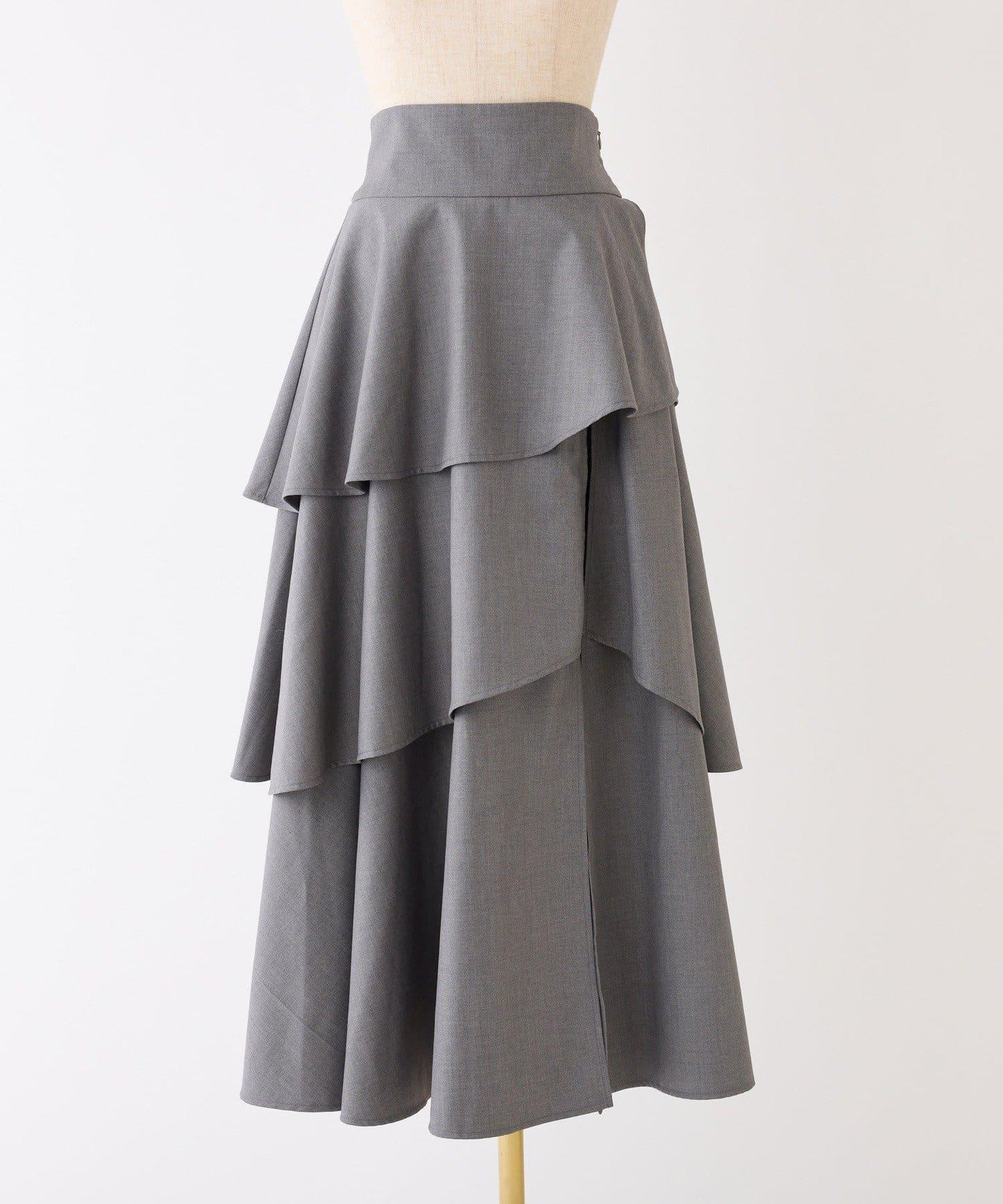 後背繫帶開衩層疊半身裙