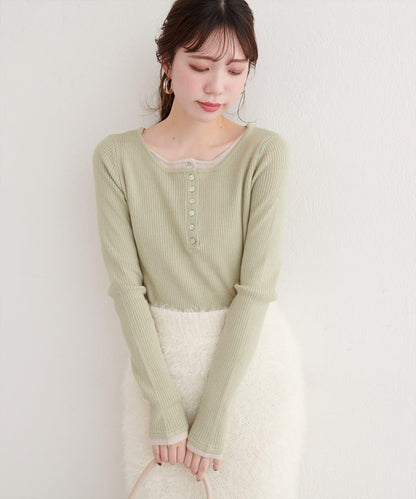 拼接針織套頭衫