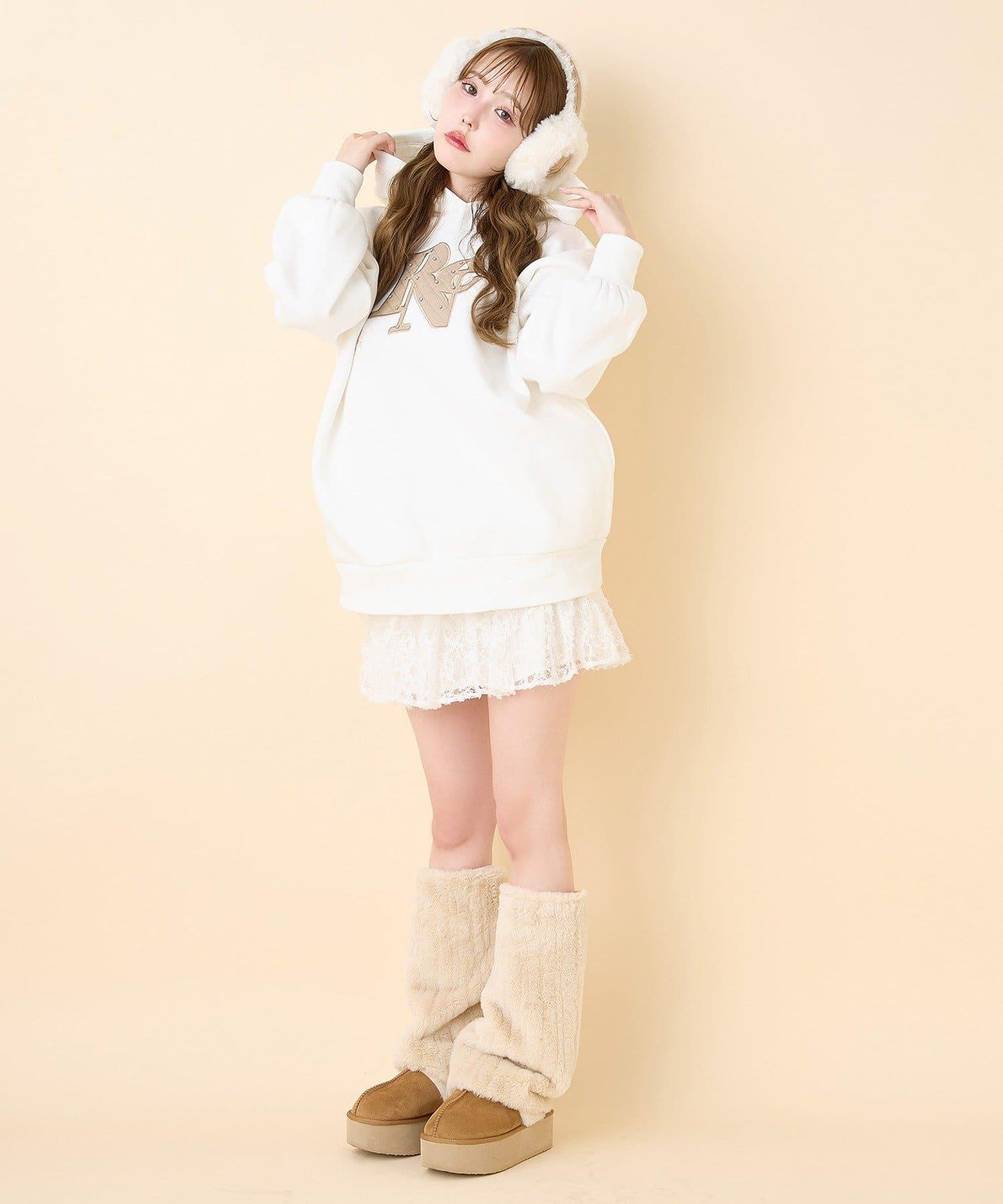 絎縫Logo寬鬆連帽衛衣