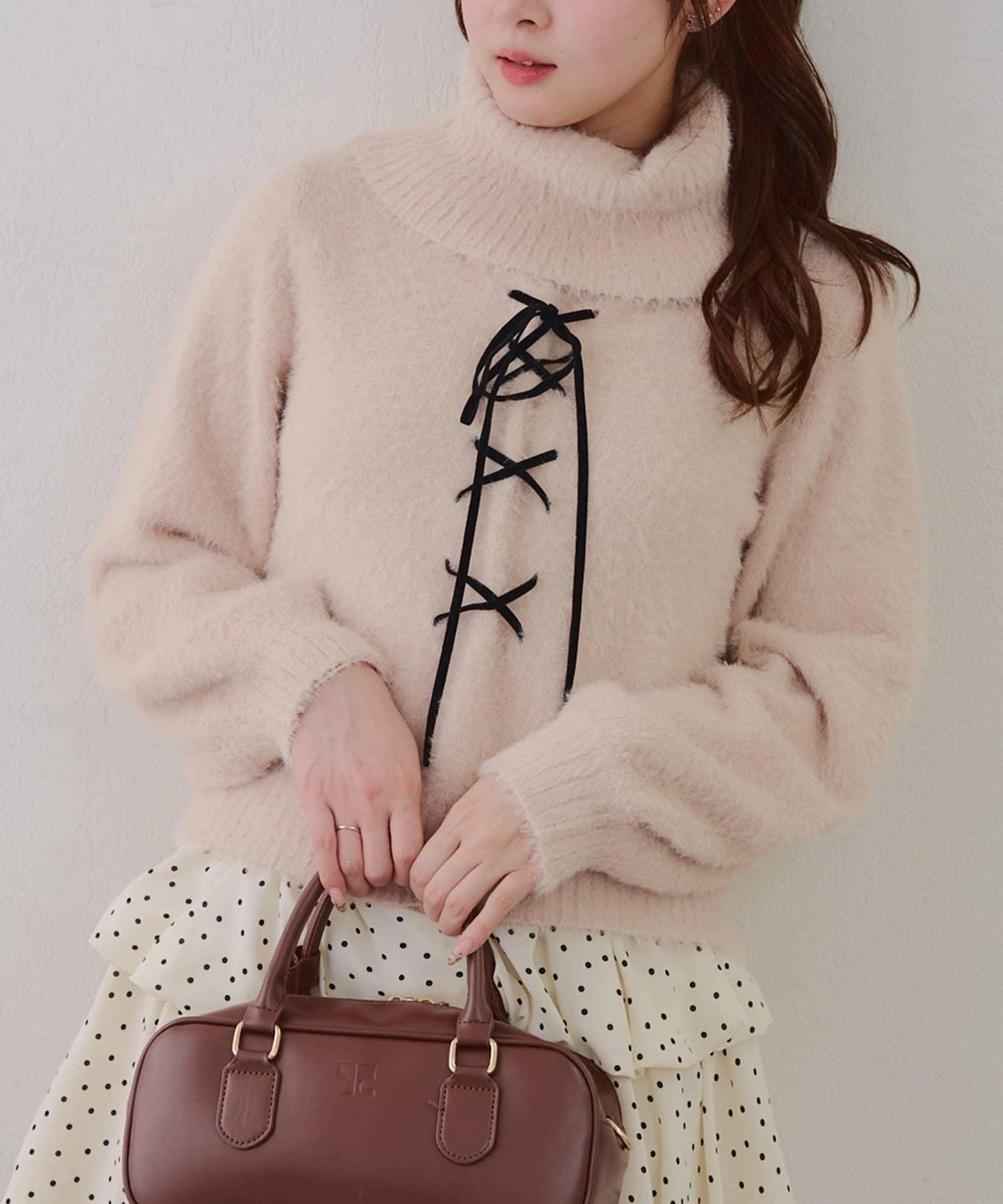 羽毛蕾絲繫帶套頭衫