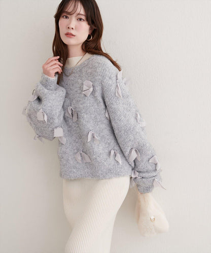 喬其紗蝴蝶結針織衫