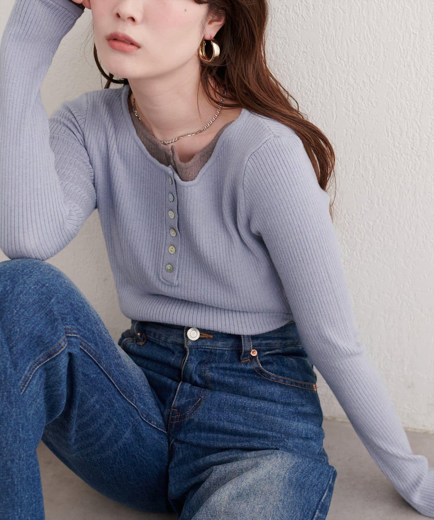 拼接針織套頭衫