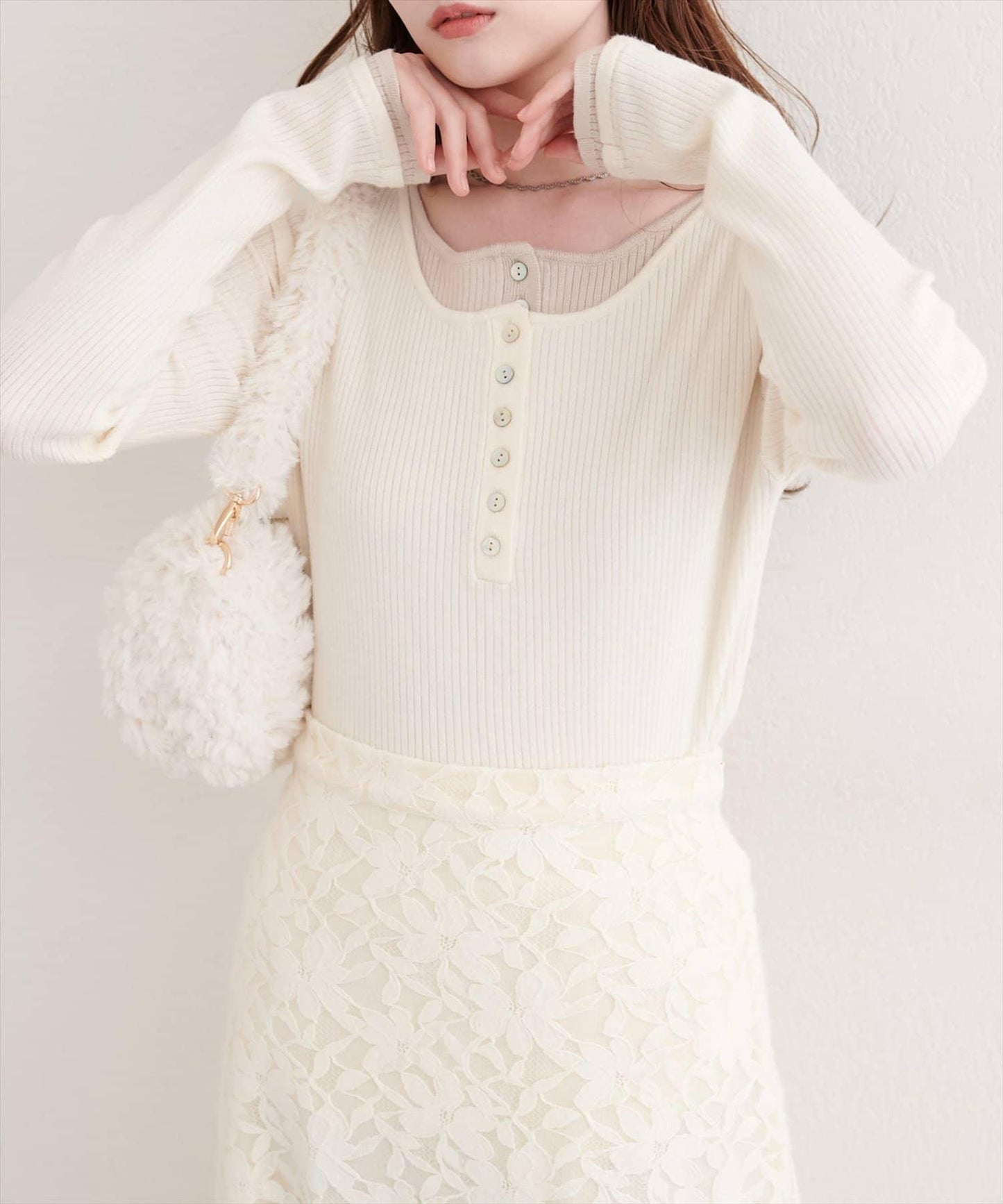 拼接針織套頭衫