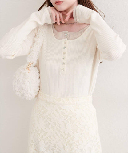 拼接針織套頭衫