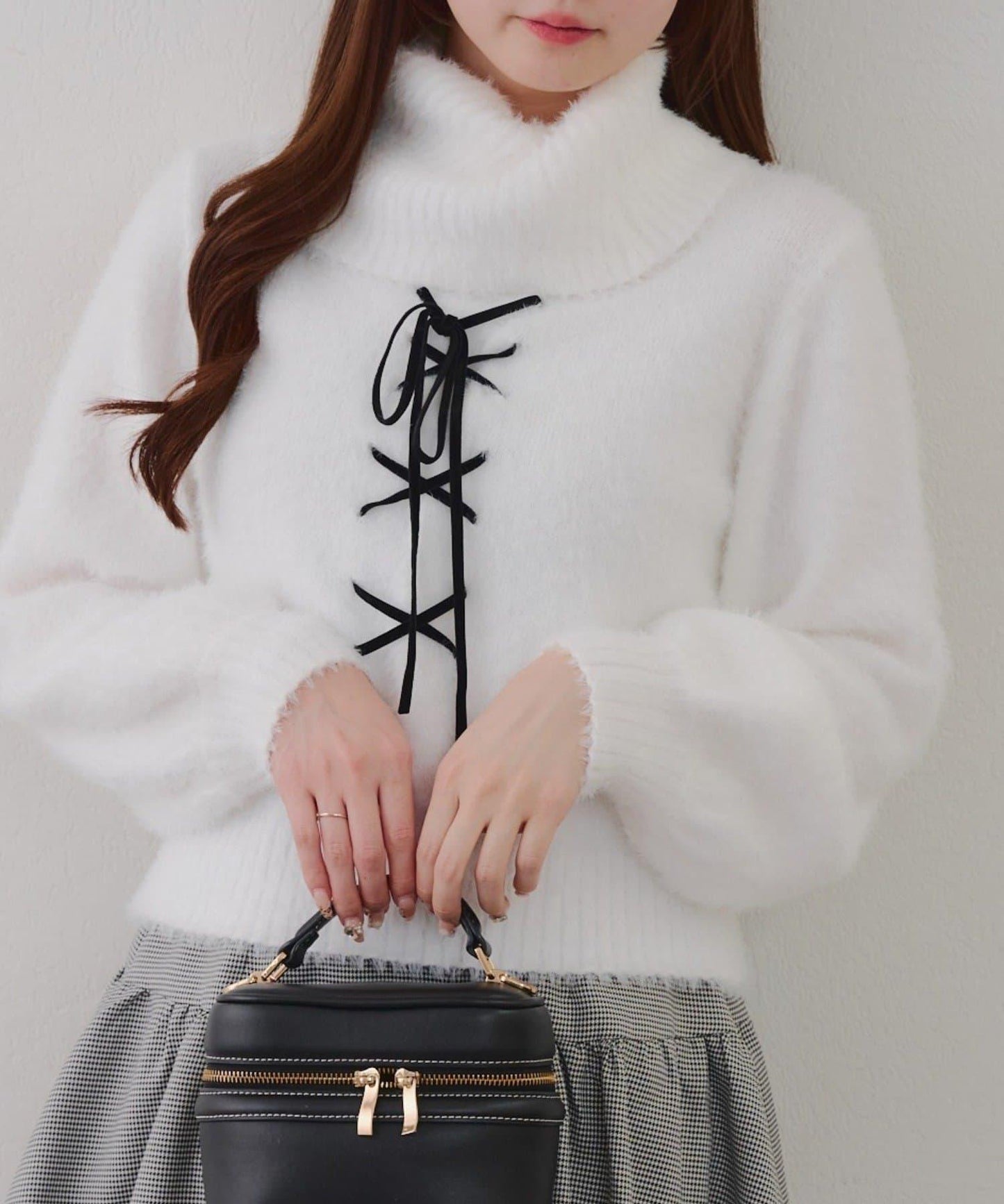 羽毛蕾絲繫帶套頭衫