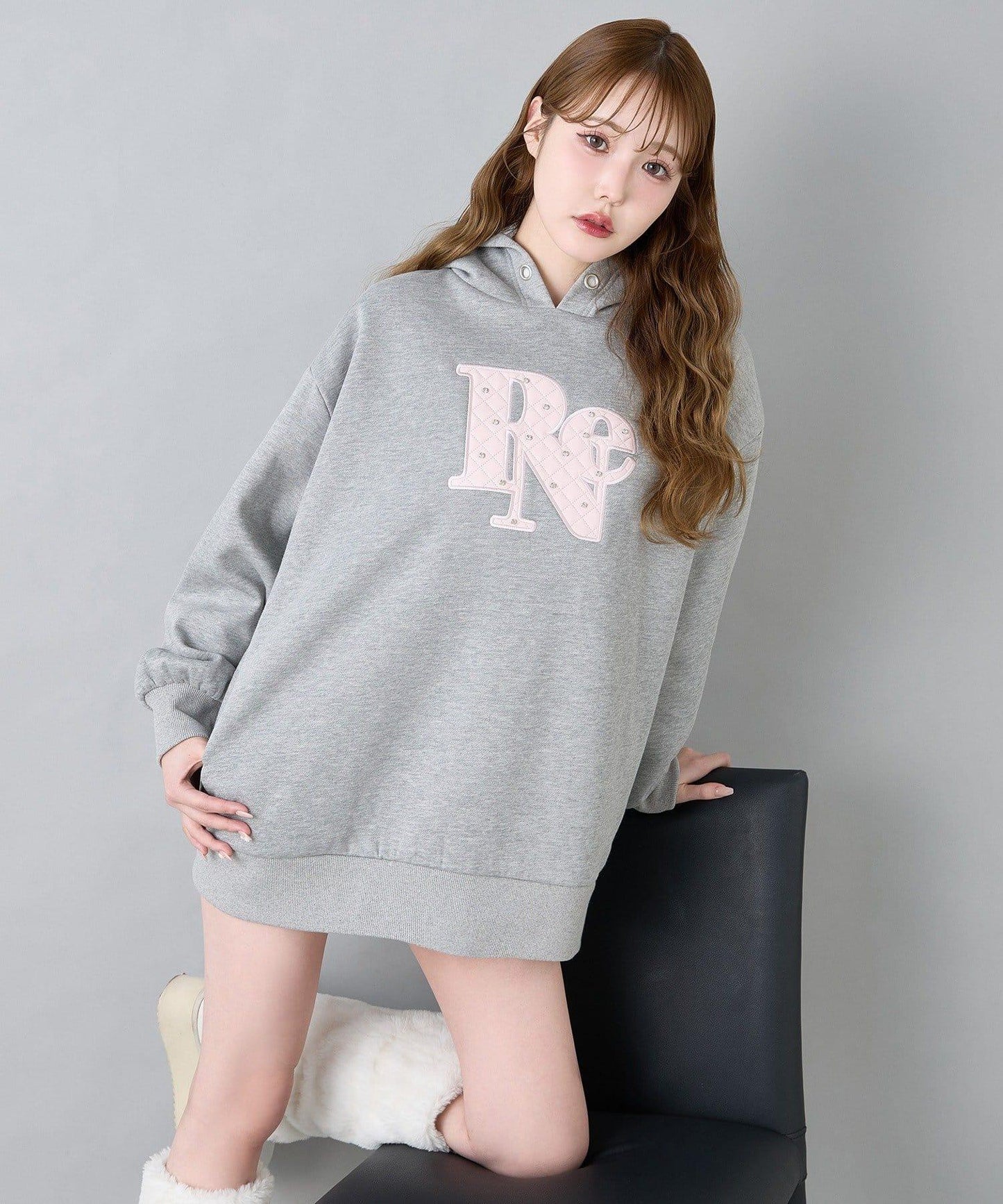 絎縫Logo寬鬆連帽衛衣