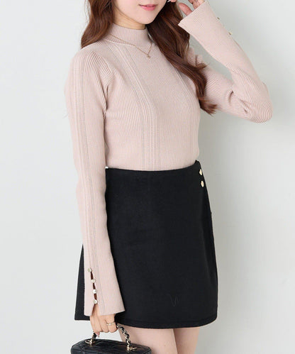 鏤空高領針織衫