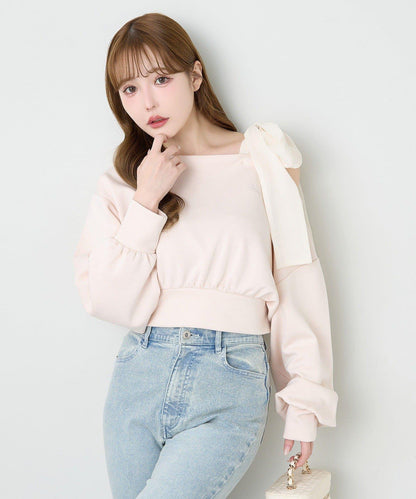 肩部蝴蝶結上衣