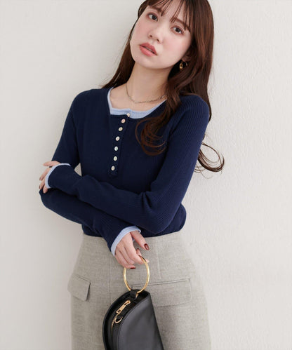 拼接針織套頭衫