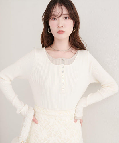 拼接針織套頭衫