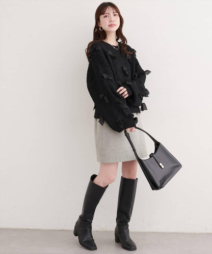 喬其紗蝴蝶結針織衫