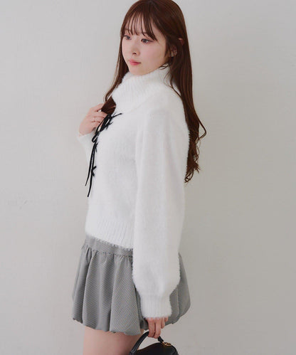 羽毛蕾絲繫帶套頭衫