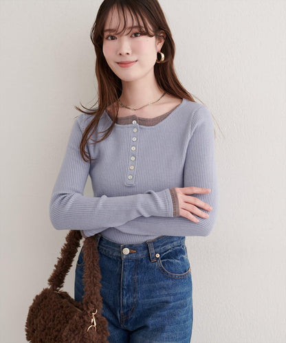 拼接針織套頭衫