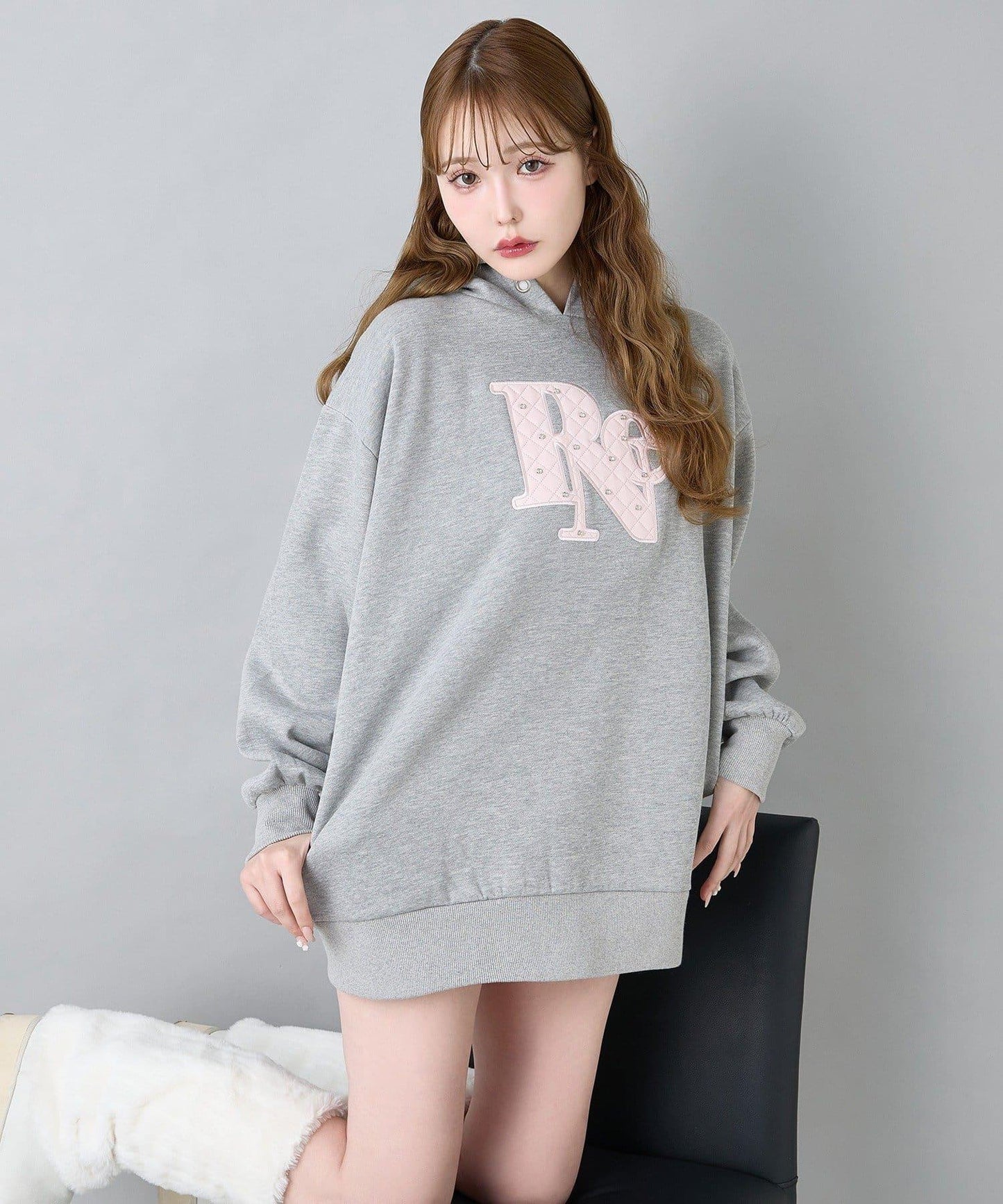 絎縫Logo寬鬆連帽衛衣