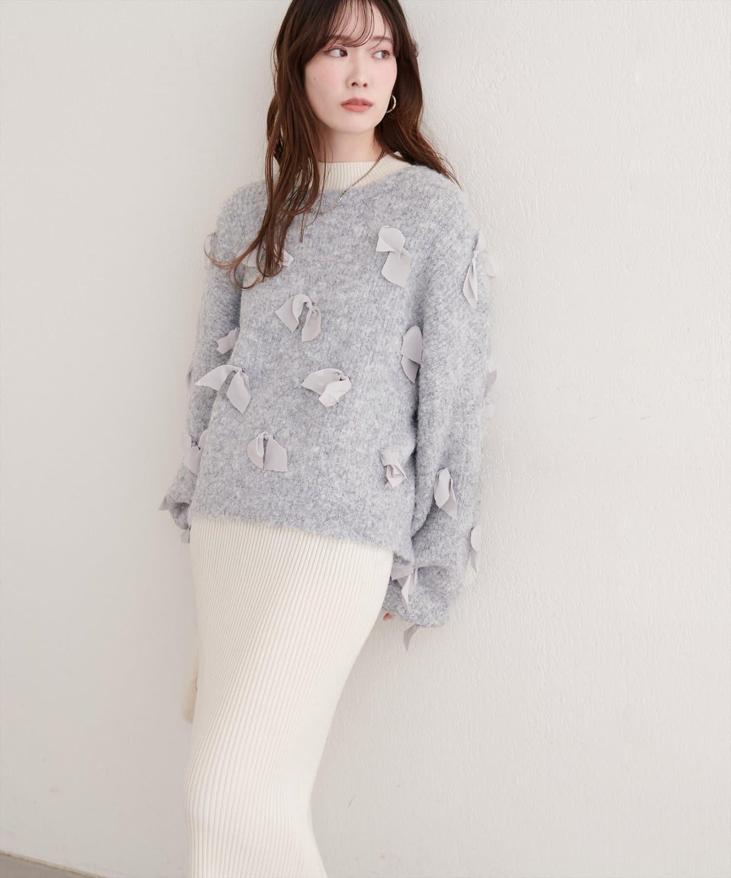 喬其紗蝴蝶結針織衫