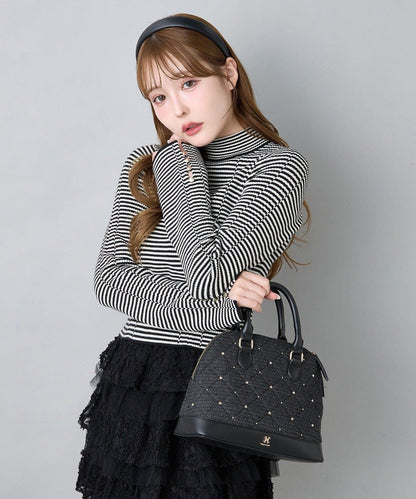 鏤空高領針織衫