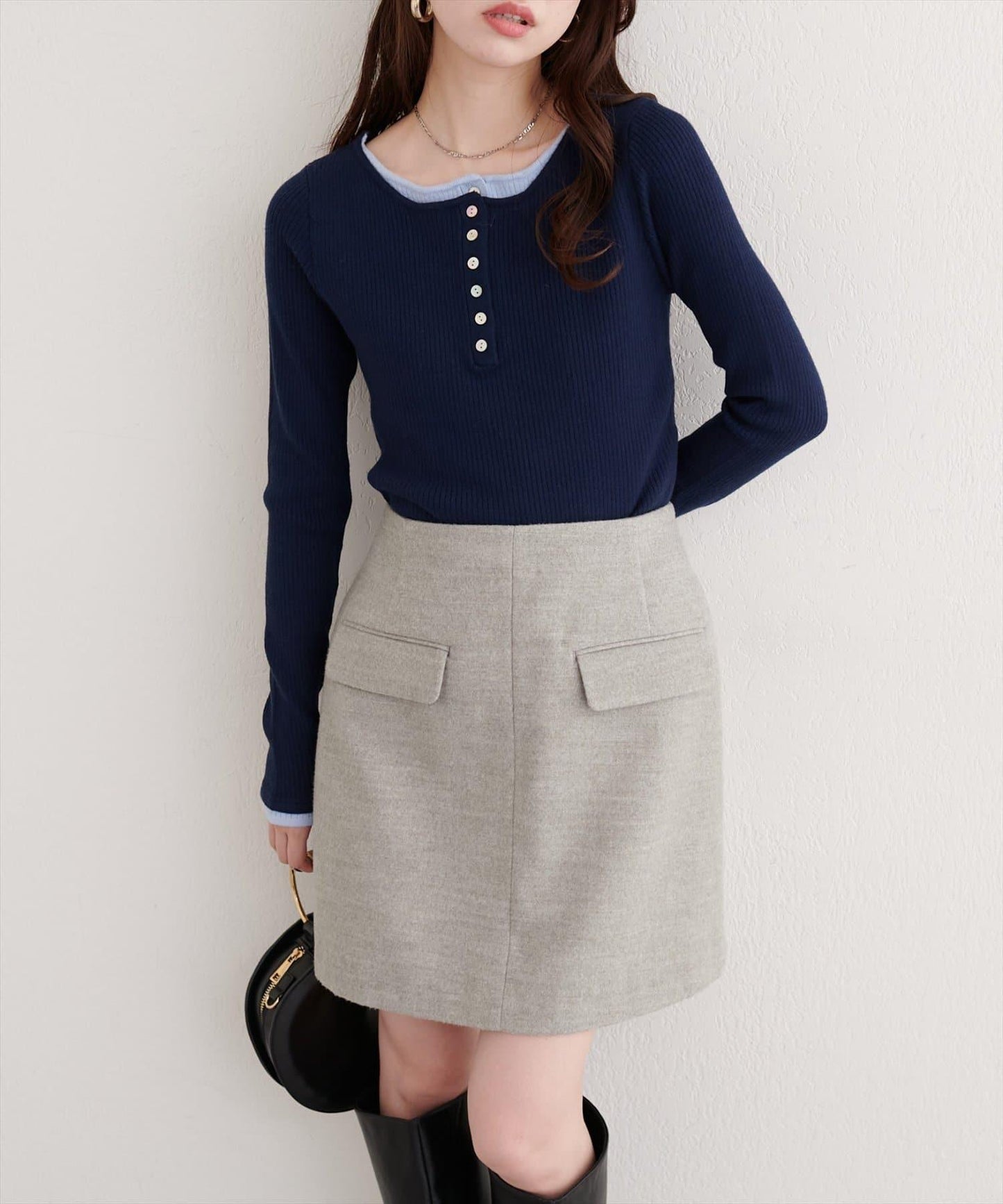 拼接針織套頭衫