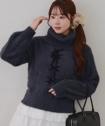 羽毛蕾絲繫帶套頭衫