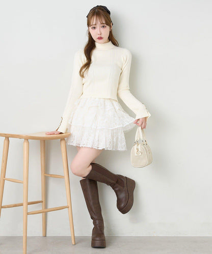 鏤空高領針織衫