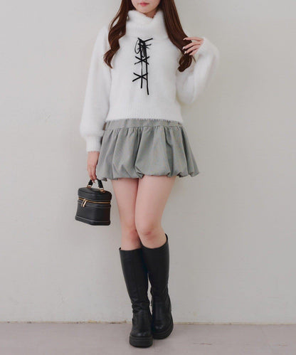 羽毛蕾絲繫帶套頭衫