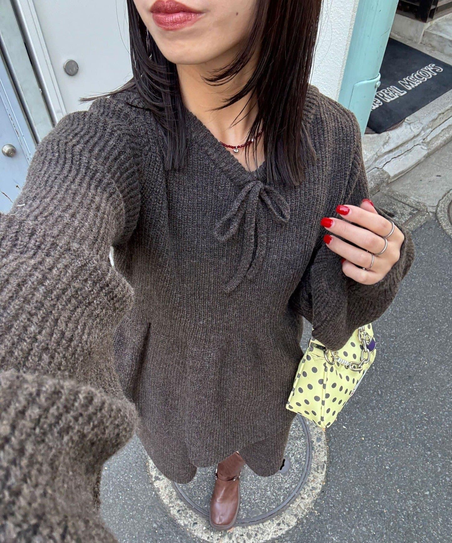 【neutral by ciaopanic】荷葉邊蝴蝶結針織衫