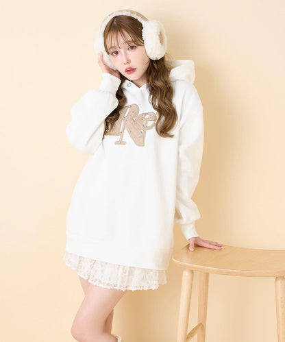 絎縫Logo寬鬆連帽衛衣