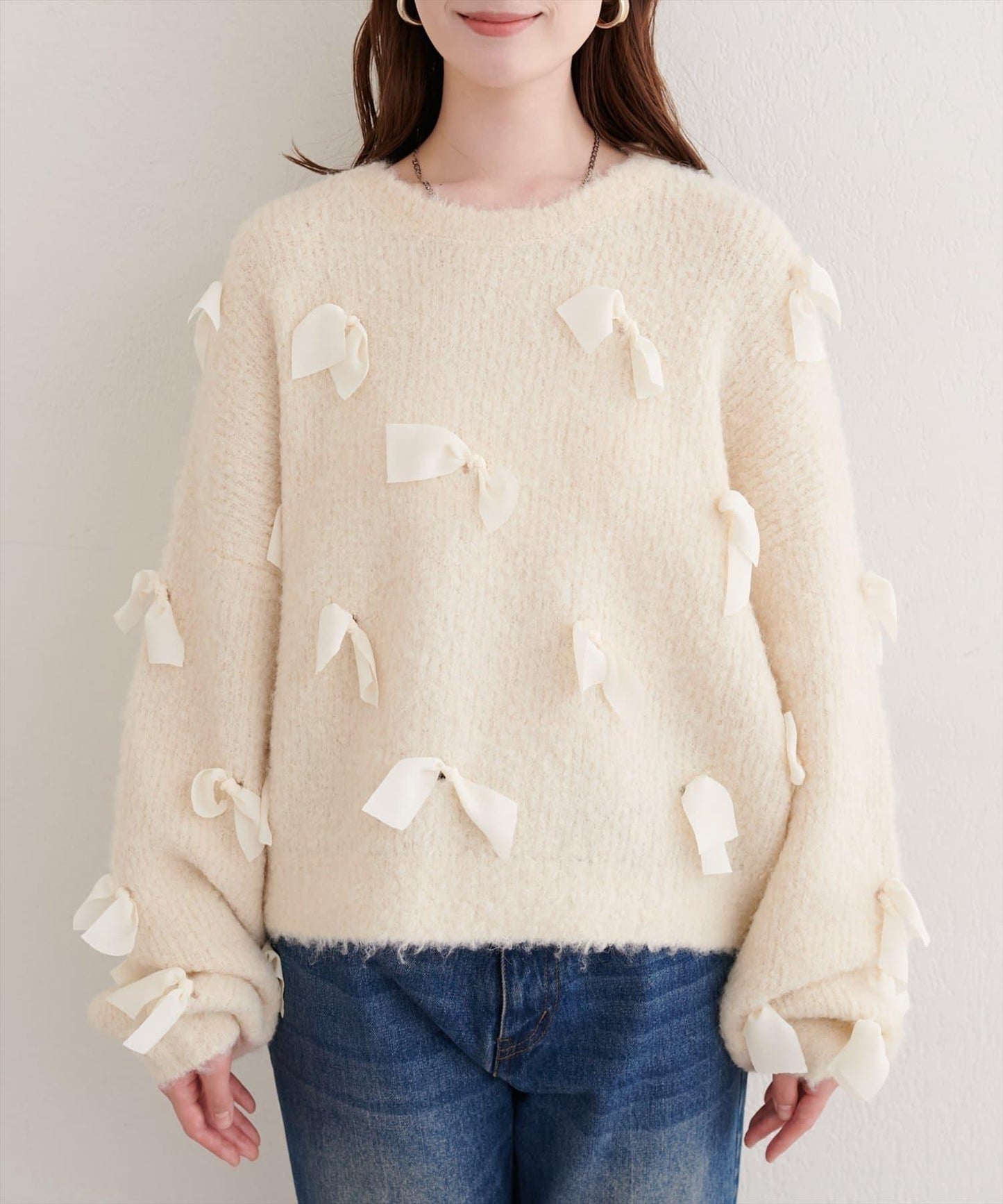 喬其紗蝴蝶結針織衫