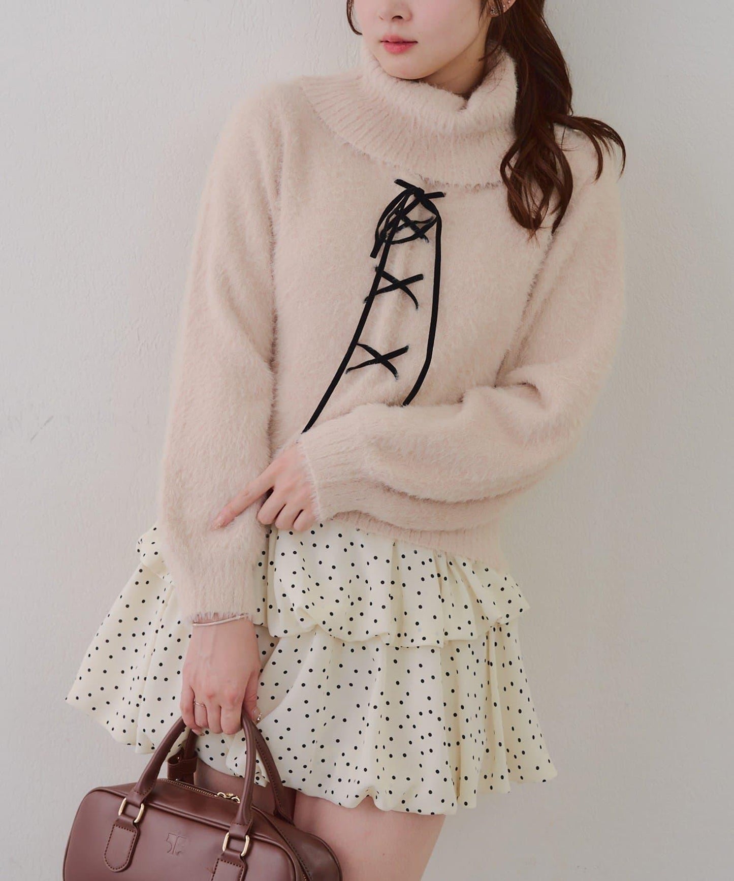 羽毛蕾絲繫帶套頭衫