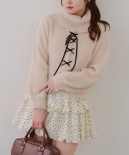 羽毛蕾絲繫帶套頭衫