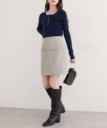 拼接針織套頭衫