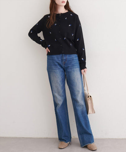 PBT花卉刺繡短款開衫