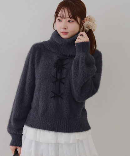 羽毛蕾絲繫帶套頭衫