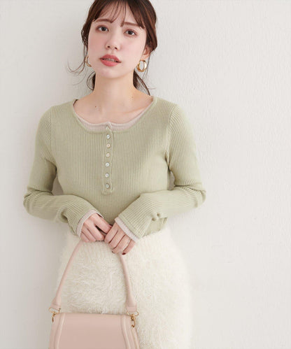 拼接針織套頭衫