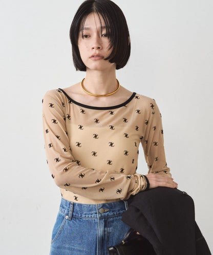 滿印透視套頭衫