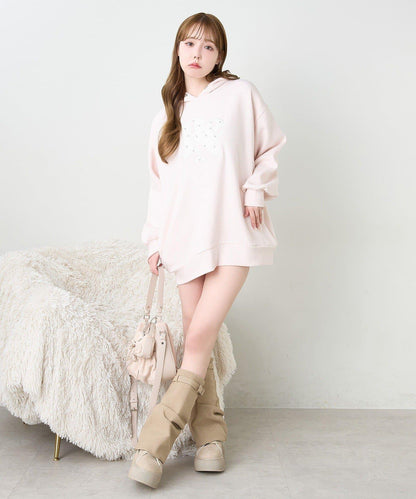 絎縫Logo寬鬆連帽衛衣