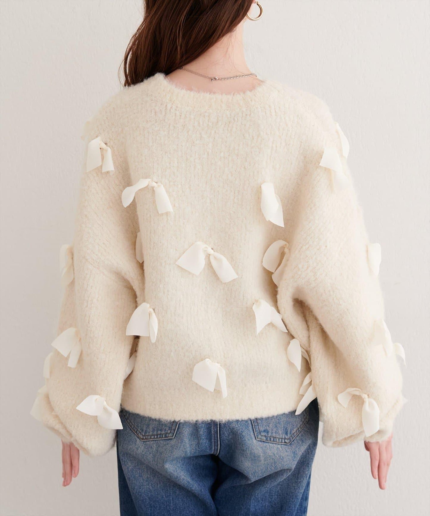 喬其紗蝴蝶結針織衫