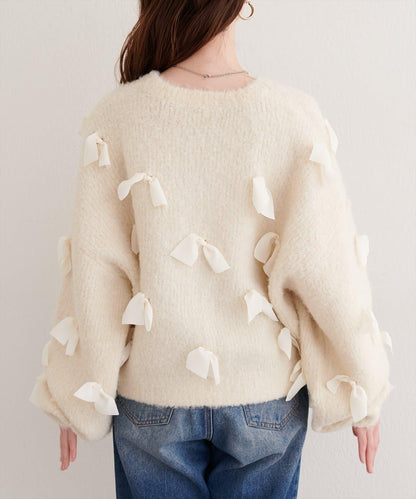 喬其紗蝴蝶結針織衫