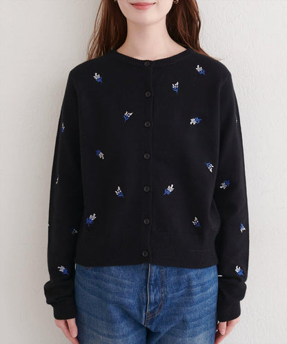 PBT花卉刺繡短款開衫