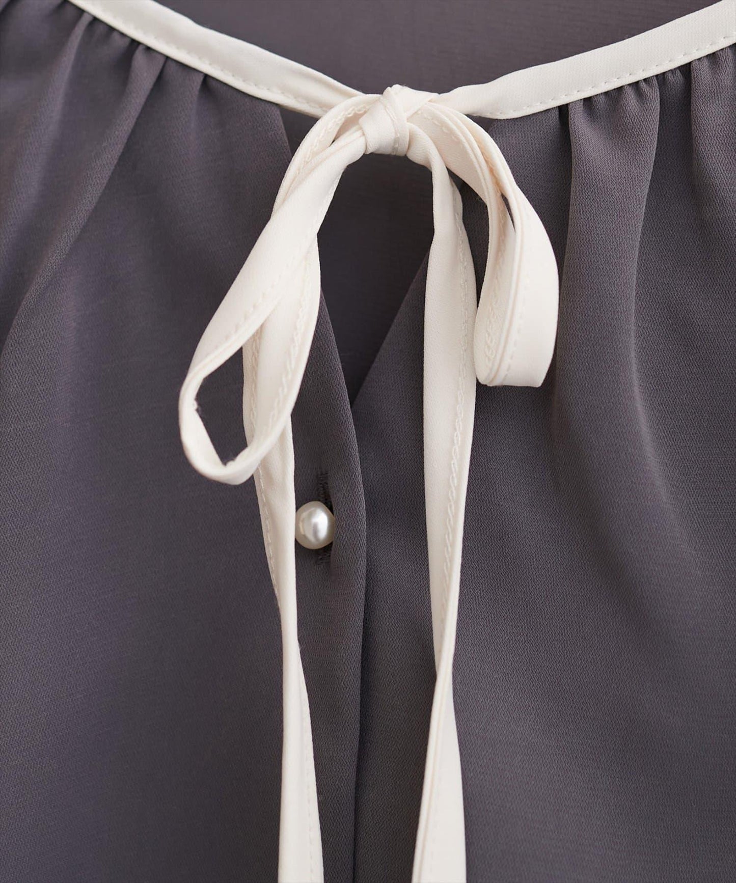 前繫帶拼色襯衫