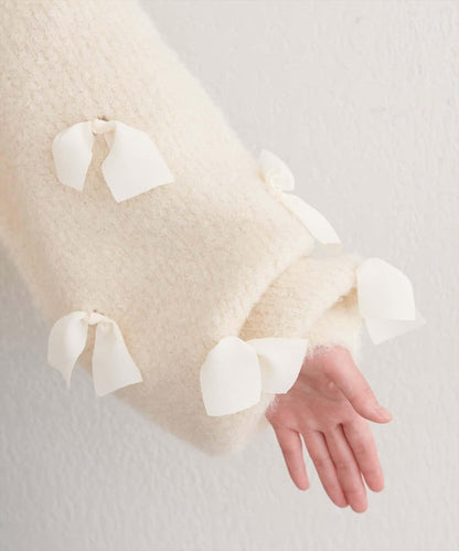 喬其紗蝴蝶結針織衫