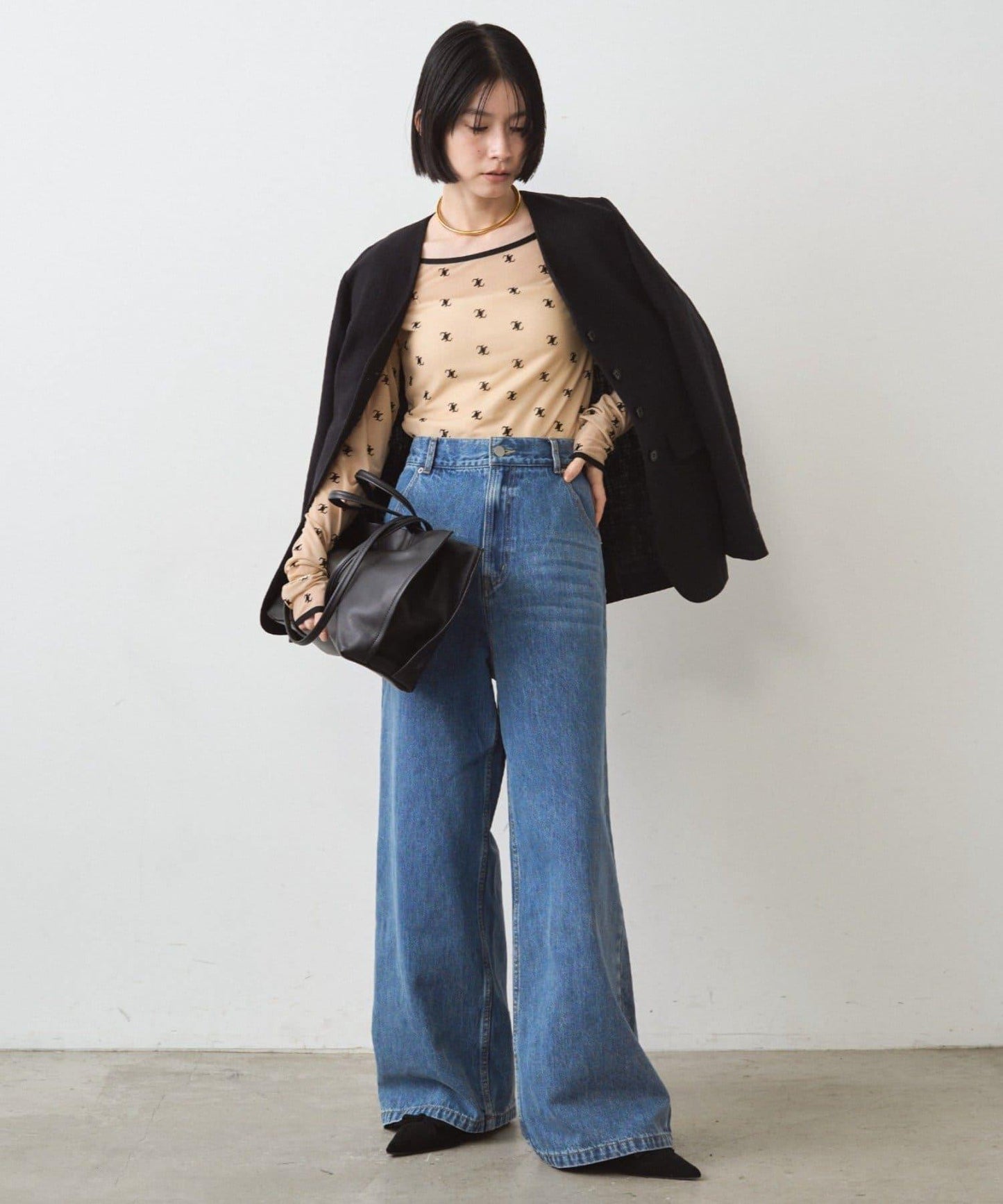 滿印透視套頭衫