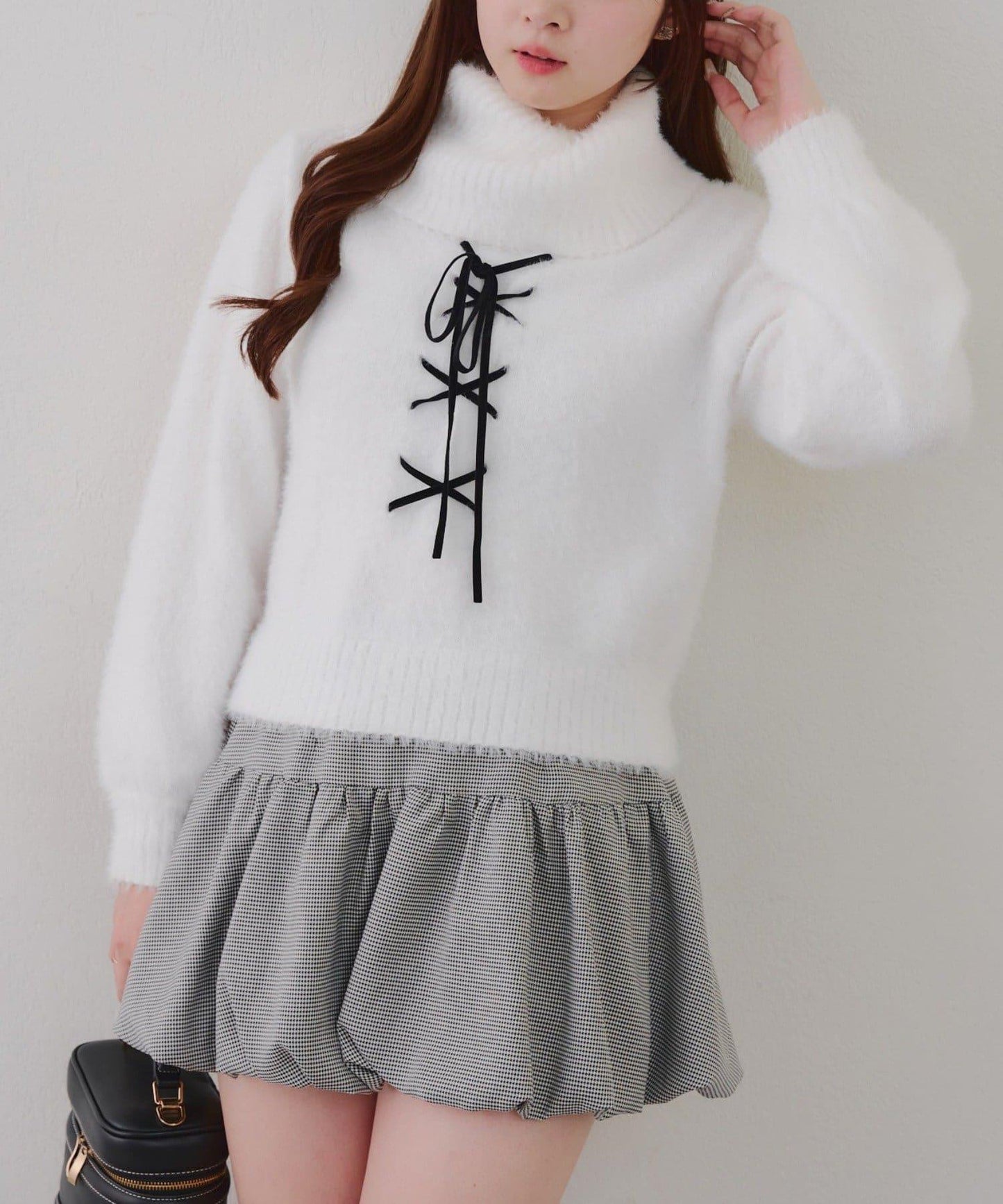 羽毛蕾絲繫帶套頭衫