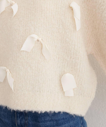 喬其紗蝴蝶結針織衫