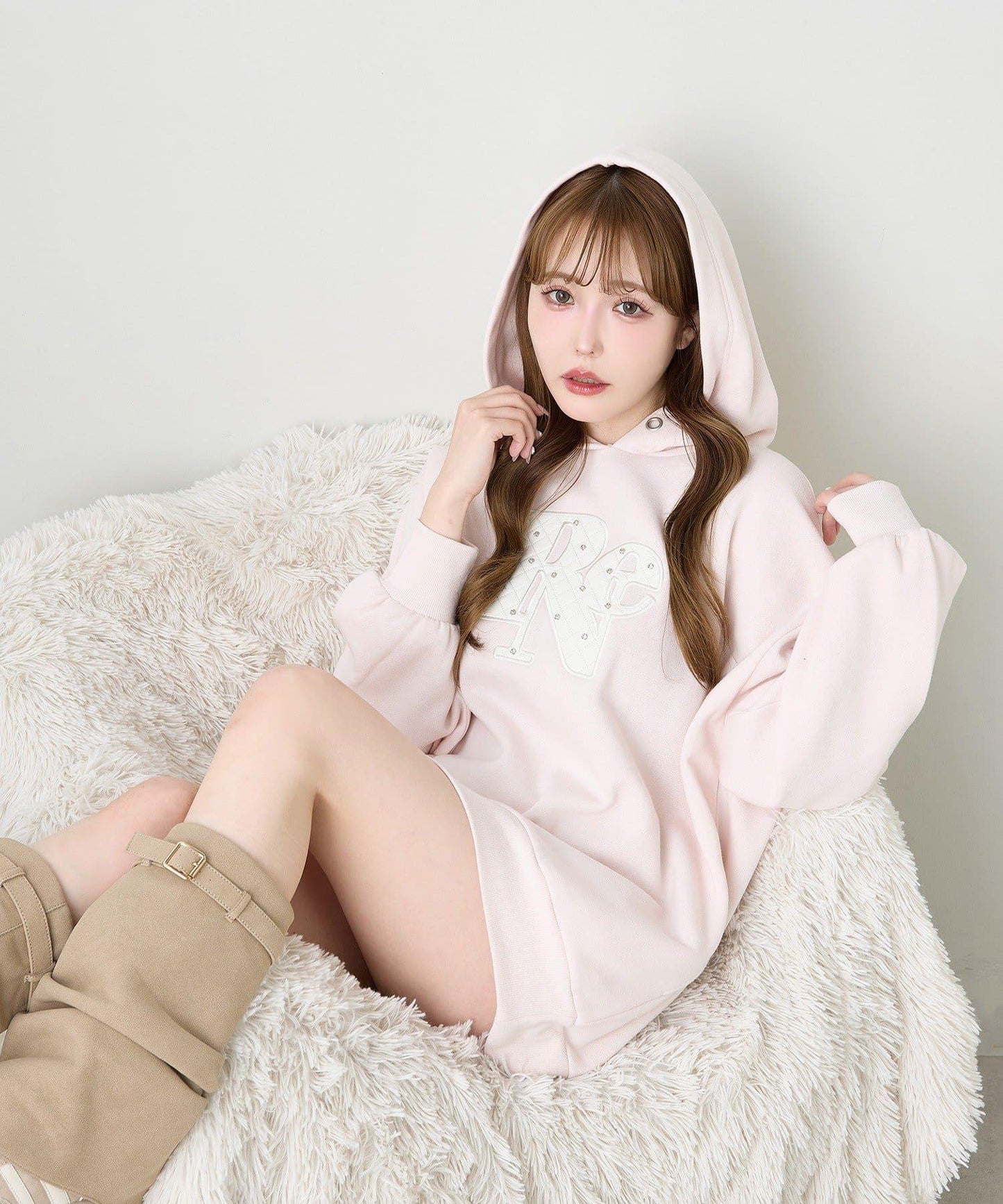 絎縫Logo寬鬆連帽衛衣