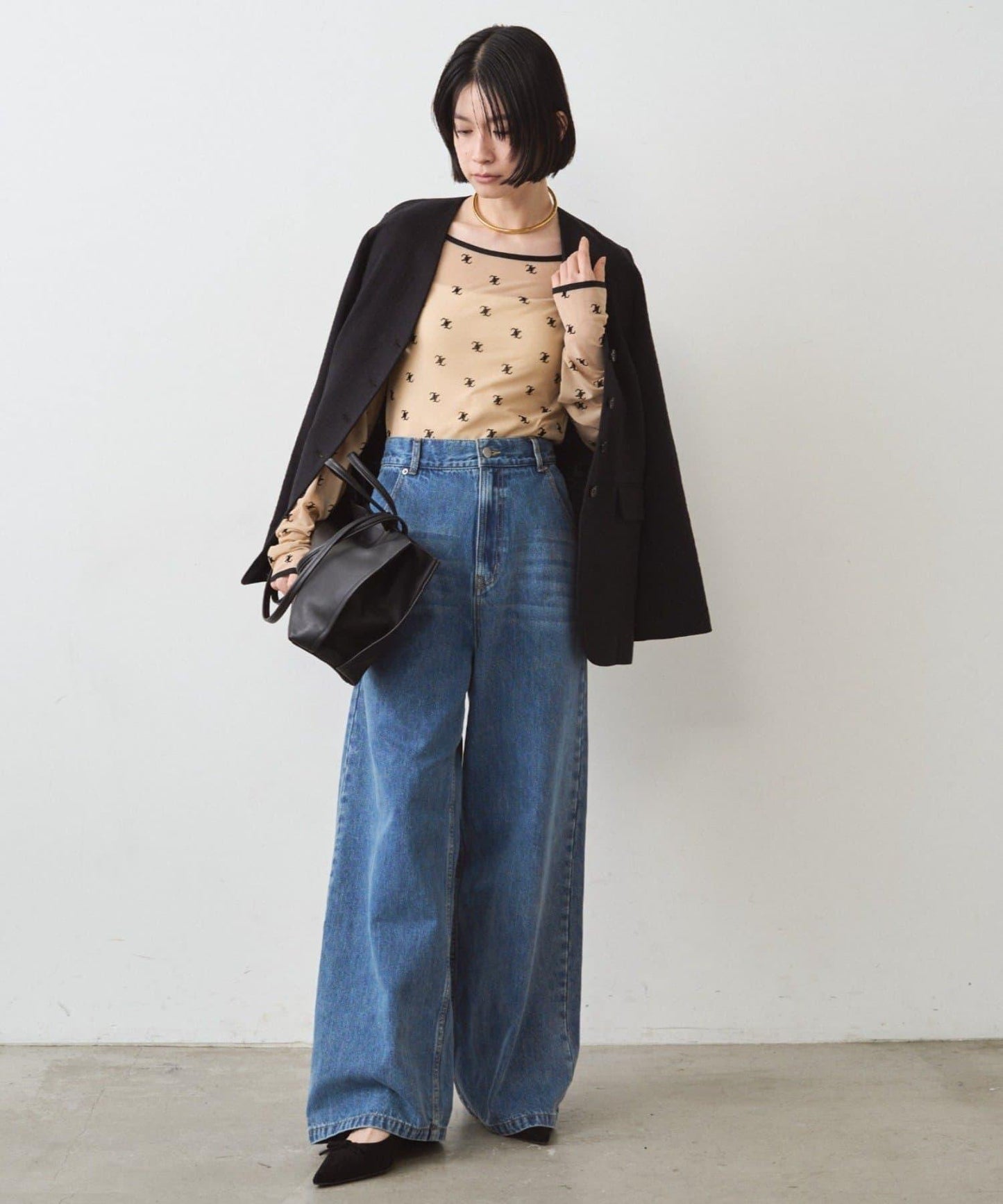 滿印透視套頭衫