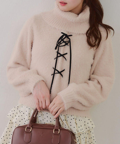 羽毛蕾絲繫帶套頭衫