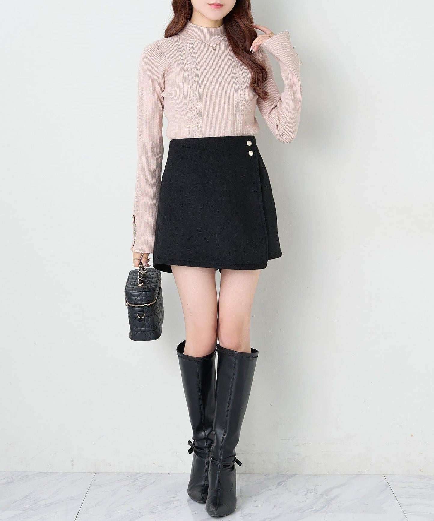 鏤空高領針織衫