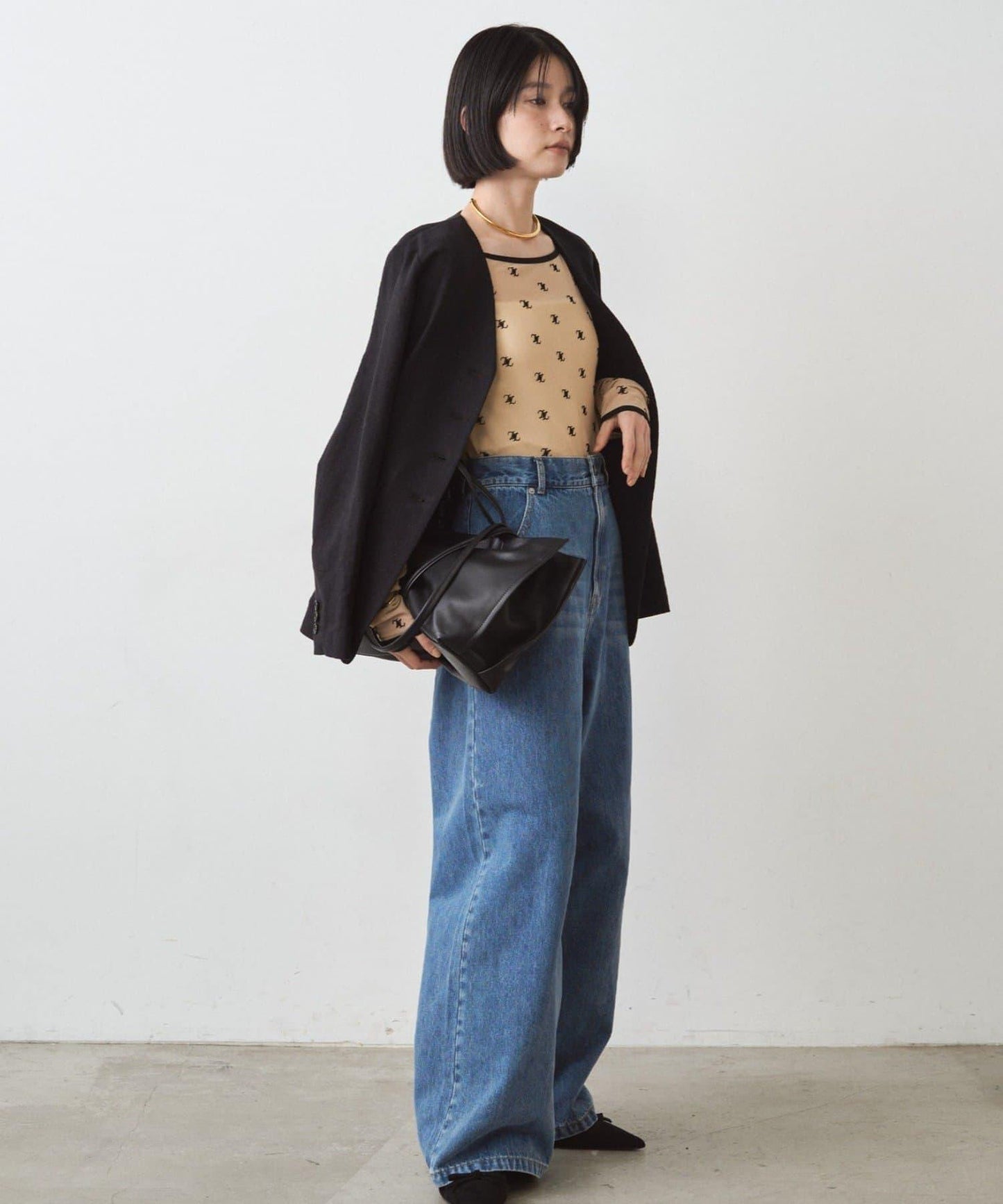 滿印透視套頭衫