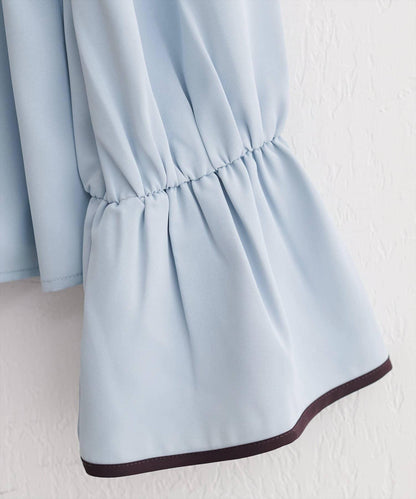 前繫帶拼色襯衫