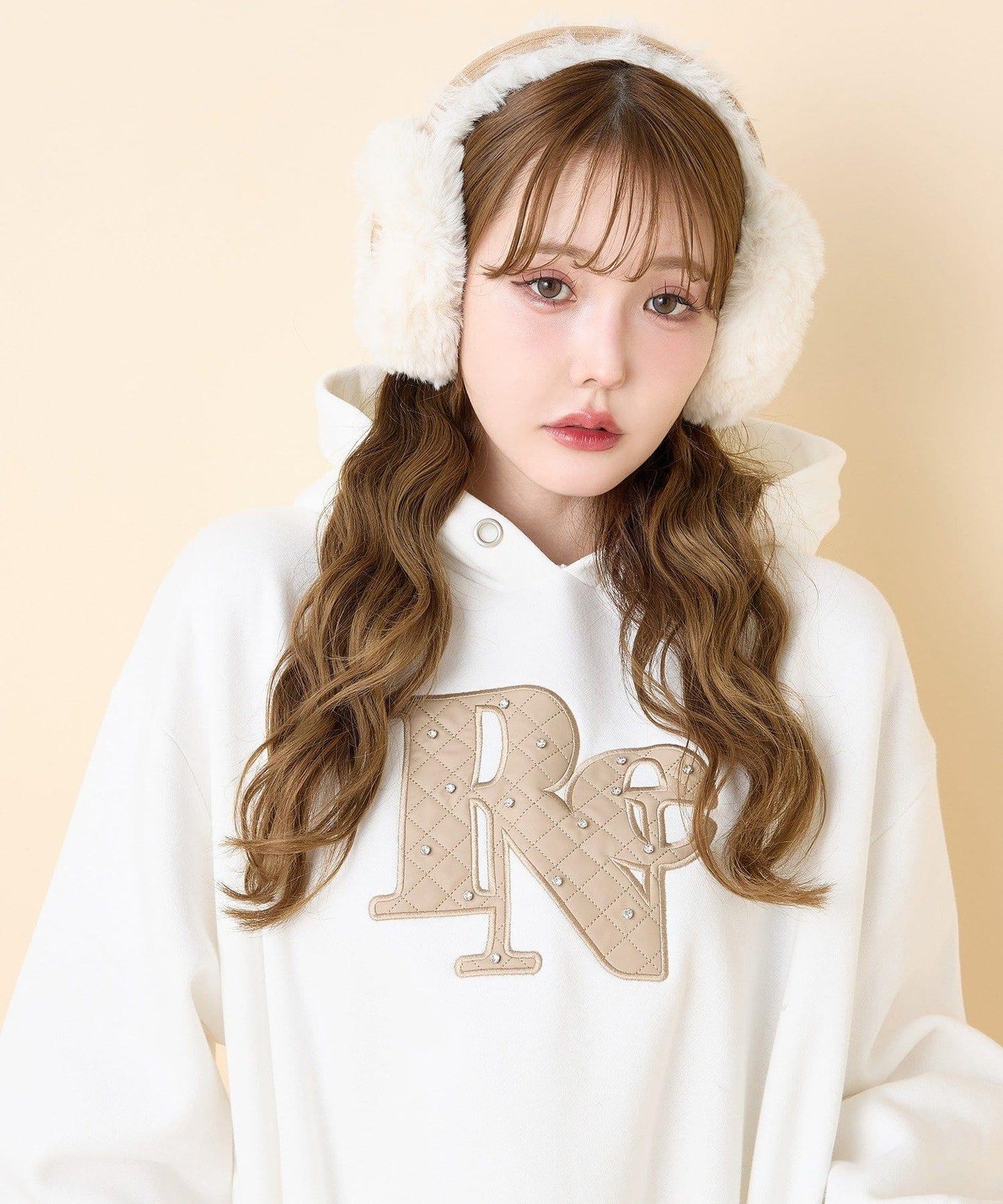 絎縫Logo寬鬆連帽衛衣